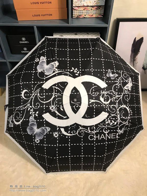 CHANEL香奈兒傘 2019香奈兒 亞太專櫃最新款 山茶花 蝴蝶 全自動UV晴雨傘 防曬隔熱 防紫外線  zm1059